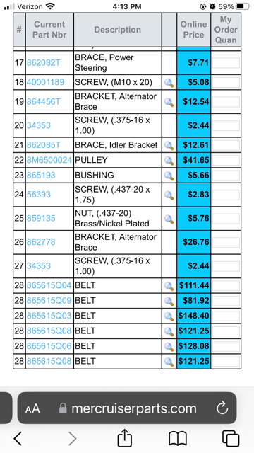 parts lookup serpentine belt